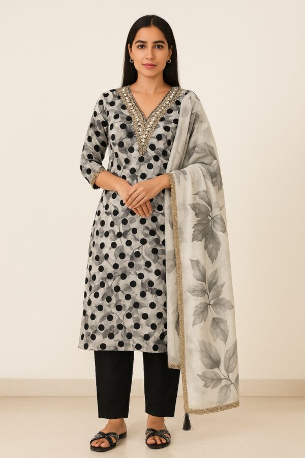 Georgette Printed Suit with Heavy Lace Work