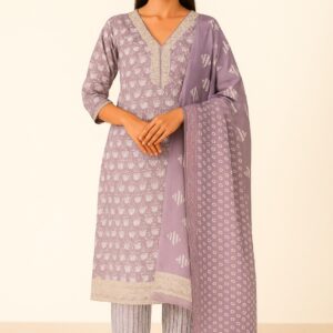 Printed cotton suit  with Lace