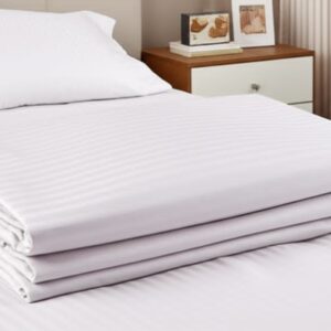 Glace Cotton Striped White  Bedsheet