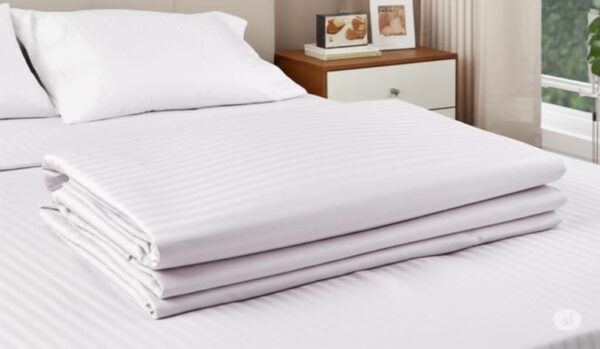 Glace Cotton Striped White  Bedsheet