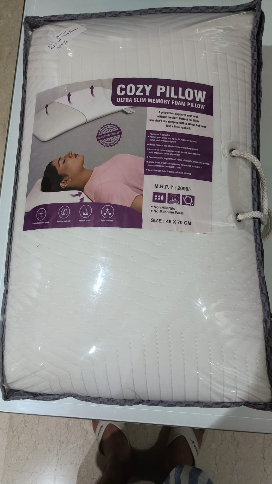 Cozy Ultra Slim Memory Foam Pillow - Image 2