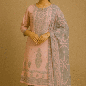 Mercerised Cotton Suit  with Printed Chiffon Dupatta