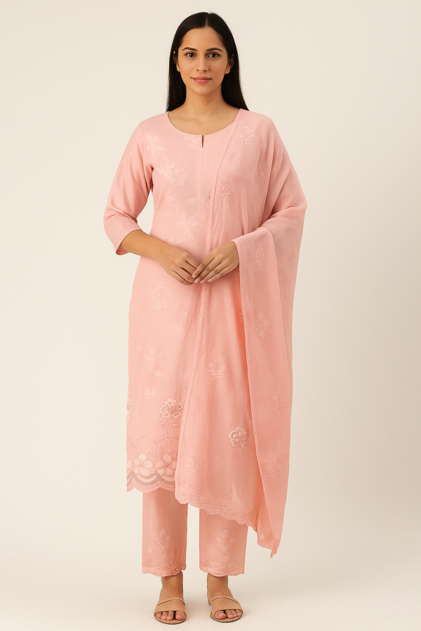 Pure Cotton Embroidered Suit