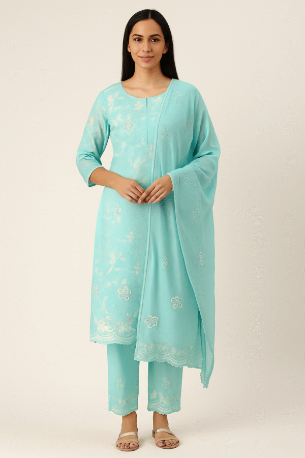 Pure Cotton Embroidered Suit