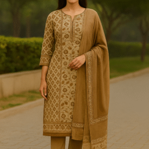 Chanderi Cotton Suit  with Thread Work Dupatta