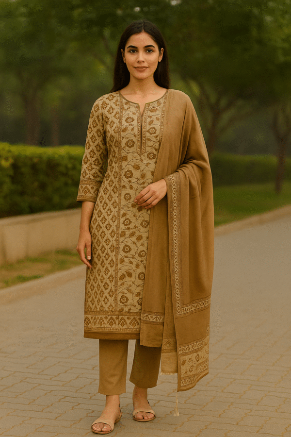 Chanderi Cotton Suit  with Thread Work Dupatta