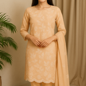 Pure Cotton Embroidered Suit