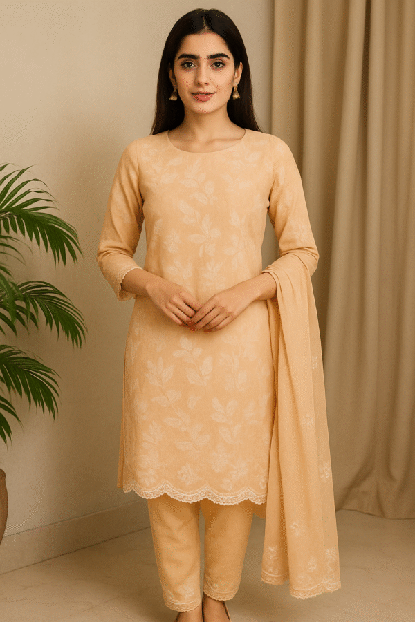 Pure Cotton Embroidered Suit