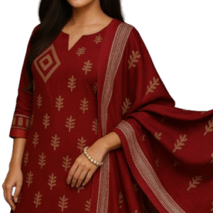 Rich Maroon Cotton Suit