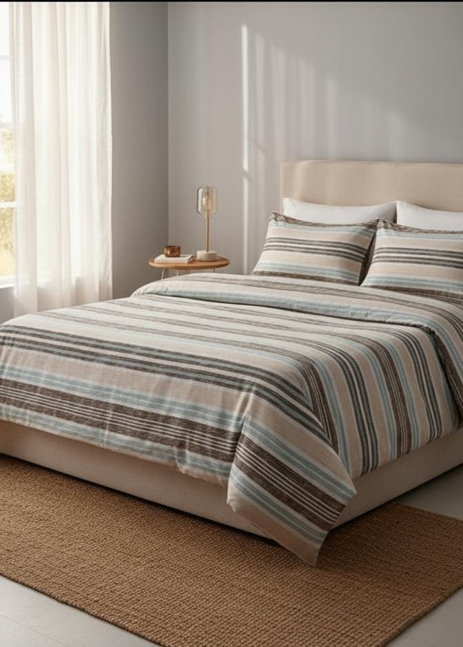 Swadeshi Cotton Check and Stripes Bedsheet