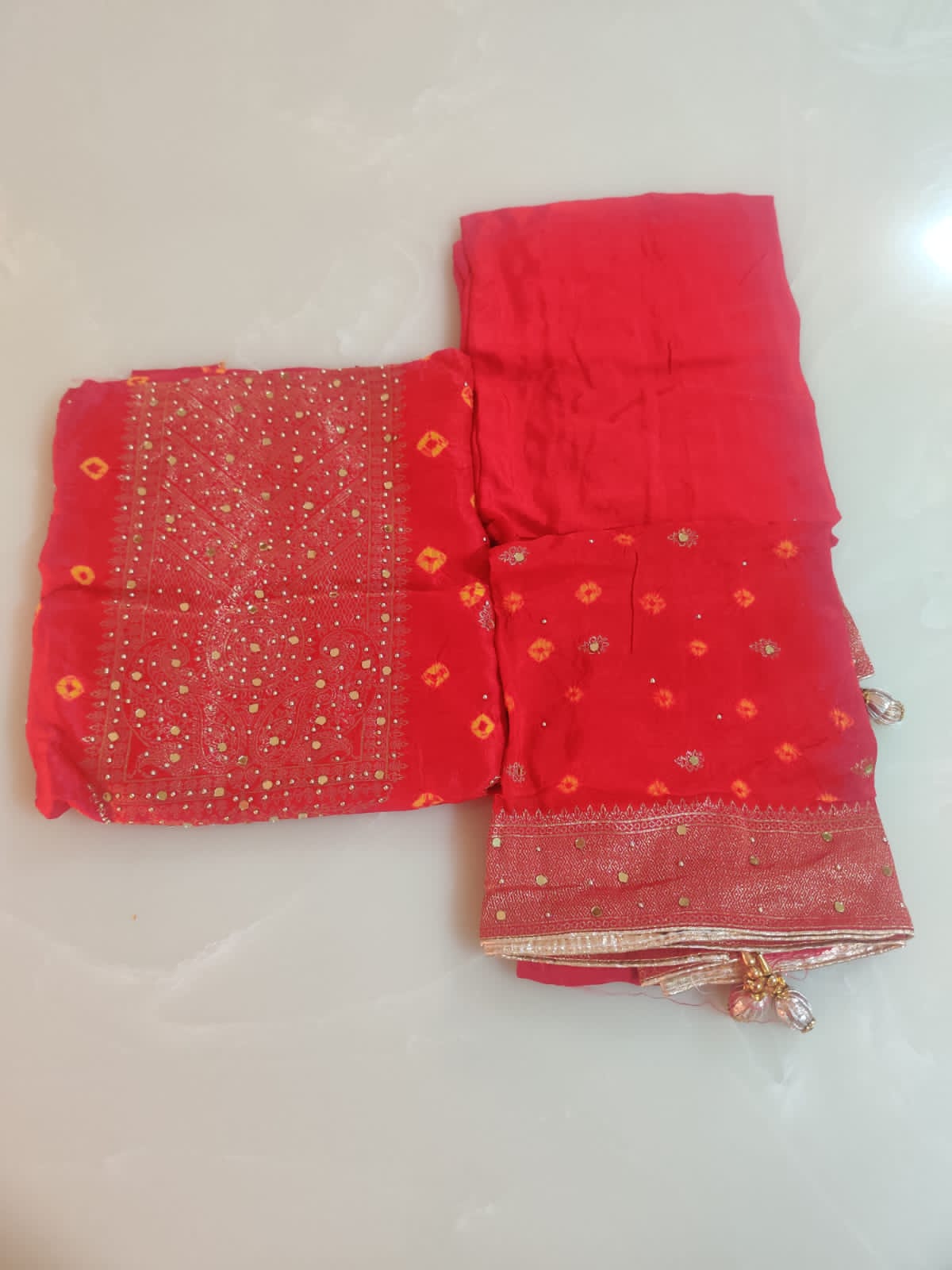 Elegant Bandhni Silk Suit - Image 2