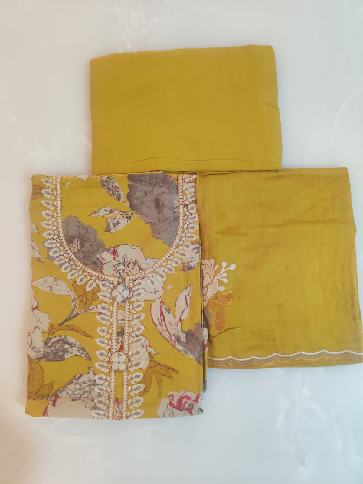 Embroidered Floral Cotton Suit - Image 2