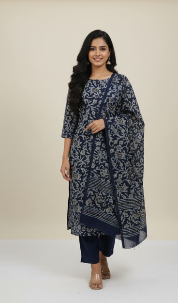 Self Rayon Cotton Suit