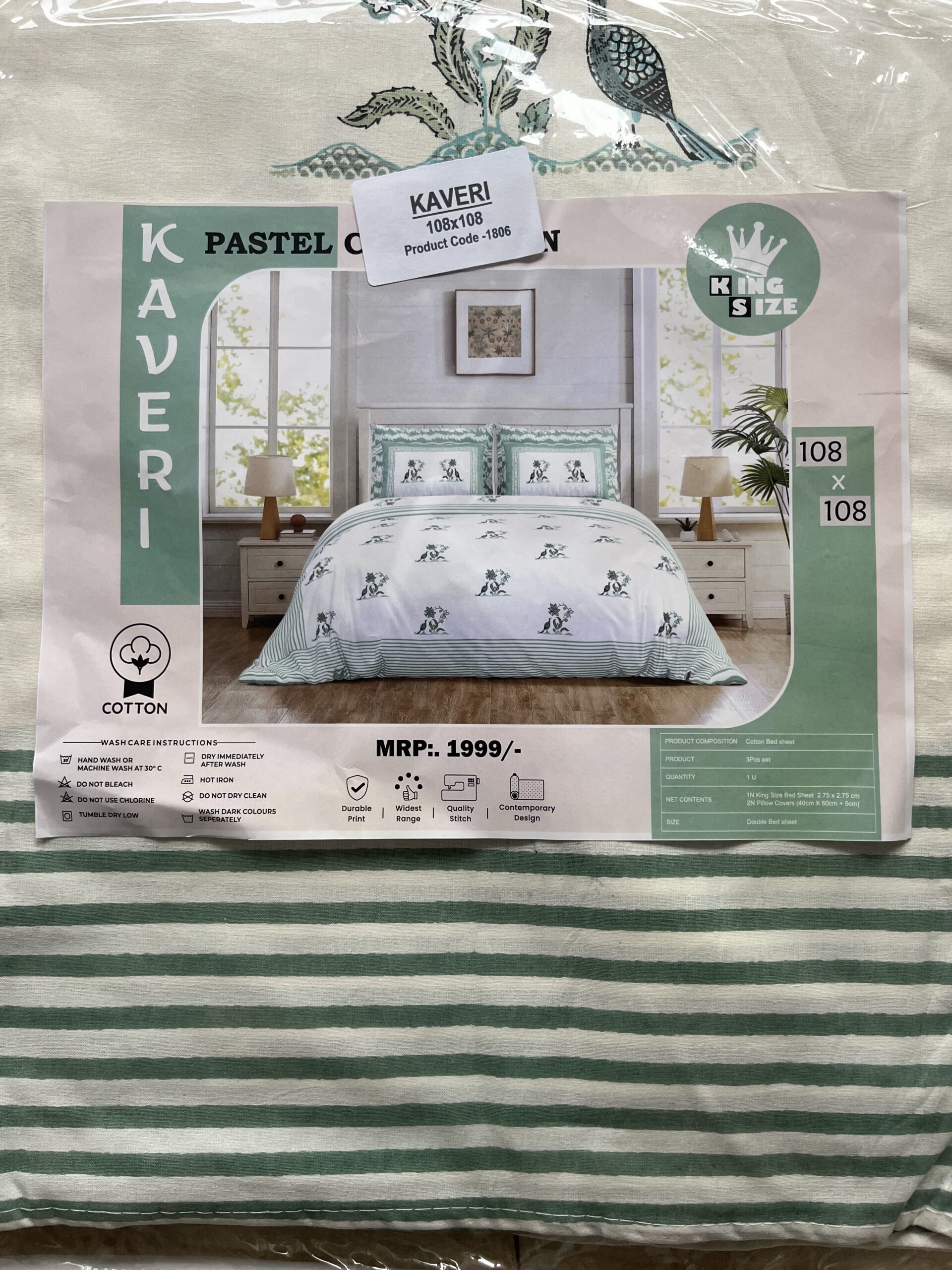 Kaveri Pastel Cotton Bedsheet - Image 2