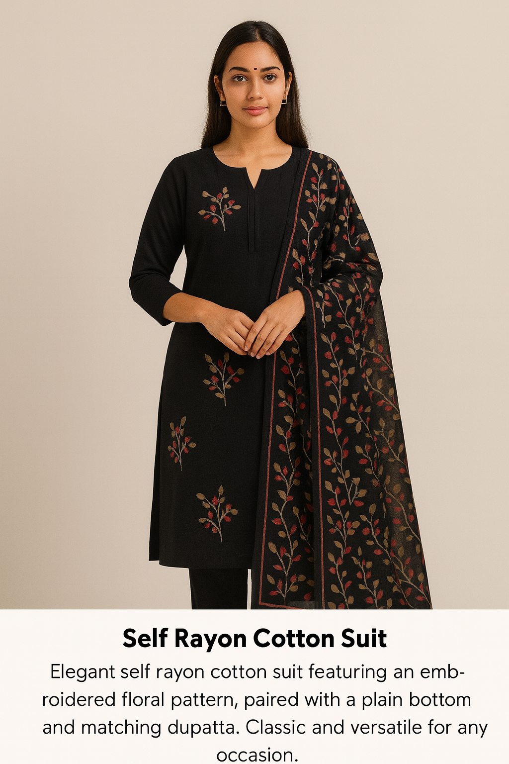 Self Rayon Cotton Suit
