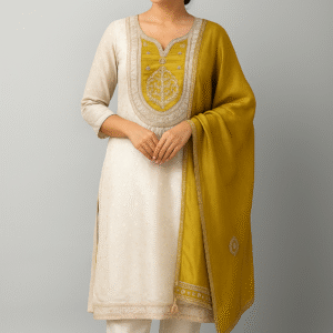 Ivory Gold Shimmer Embroidered Suit 