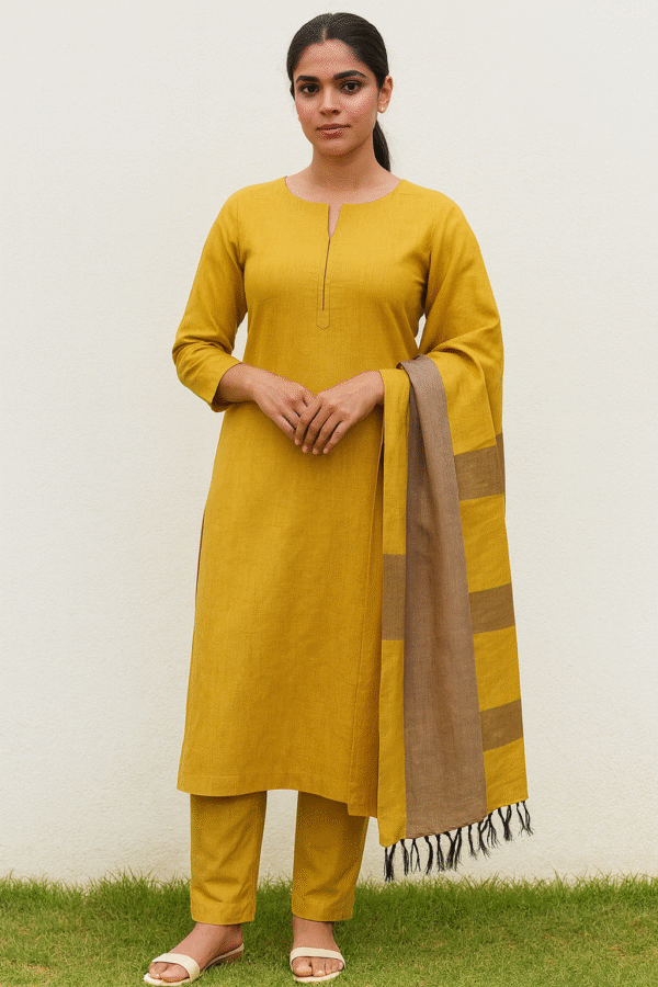 Handloom Silk Striped Suit 