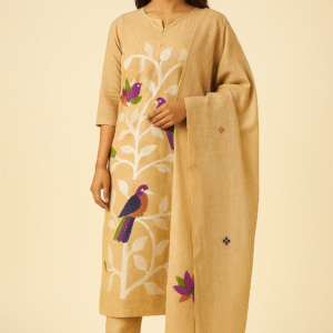 Beige Jamdani Handloom Suit 