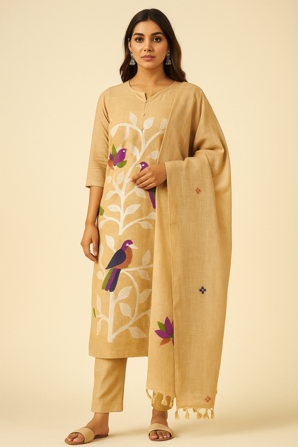 Beige Jamdani Handloom Suit 