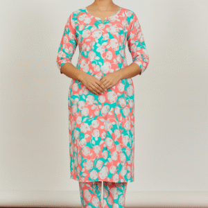 Coral Bloom Pure Musleen Fabric