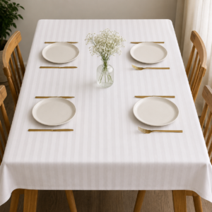 Pure White strips dining table cover