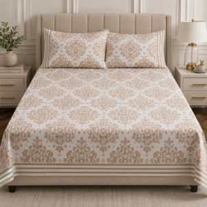 Orange print 3pc bedsheet set