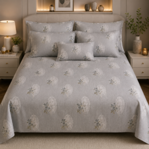 Ivory Cream and green bedsheet