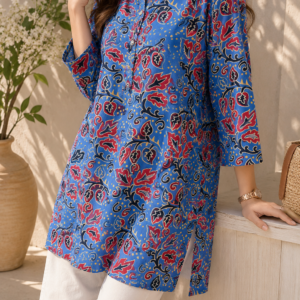 Azure Blossom Printed Kurti