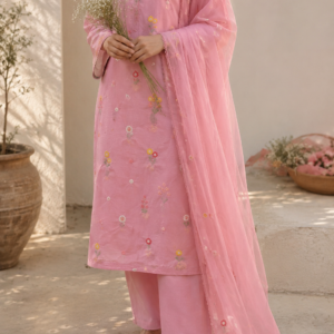 Blush Bloom Embroidered Suit Set