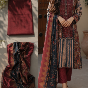 Ruby Noor Maroon Printed Suit