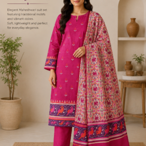 Maheshwari Pink Heritage Suit