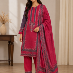 Crimson Elegance Printed Suit
