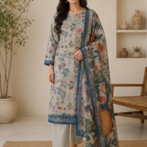 Linen Bloom Embroidered Suit
