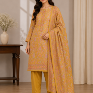 Mustard Printed Suit