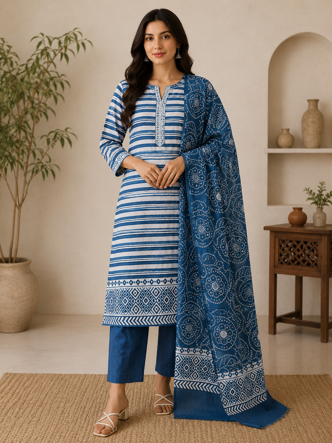 Maheshwari Indigo Charm Suit