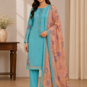Aqua Bloom Embroidered Suit